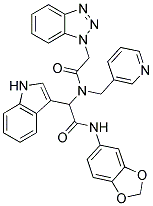 2-(2-(1H-BENZO[D][1,2,3]TRIAZOL-1-YL)-N-(PYRIDIN-3-YLMETHYL)ACETAMIDO)-N-(BENZO[D][1,3]DIOXOL-5-YL)-2-(1H-INDOL-3-YL)ACETAMIDE 结构式