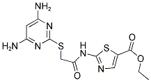 2-[2-(4,6-DIAMINO-PYRIMIDIN-2-YLSULFANYL)-ACETYLAMINO]-THIAZOLE-5-CARBOXYLIC ACID ETHYL ESTER 结构式