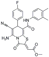 (Z)-METHYL 2-(5-AMINO-6-CYANO-8-(3,4-DIMETHYLPHENYLCARBAMOYL)-7-(4-FLUOROPHENYL)-3-OXO-3H-THIAZOLO[3,2-A]PYRIDIN-2(7H)-YLIDENE)ACETATE 结构式