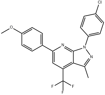 1-(4-CHLOROPHENYL)-6-(4-METHOXYPHENYL)-3-METHYL-4-(TRIFLUOROMETHYL)-1H-PYRAZOLO[3,4-B]PYRIDINE 结构式