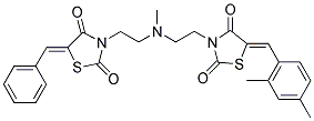 (Z)-5-BENZYLIDENE-3-(2-((2-((Z)-5-(2,4-DIMETHYLBENZYLIDENE)-2,4-DIOXOTHIAZOLIDIN-3-YL)ETHYL)(METHYL)AMINO)ETHYL)THIAZOLIDINE-2,4-DIONE 结构式