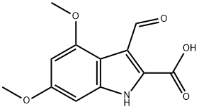 3-甲酰基-4,6-二甲氧基-1H-吲哚-2-羧酸 结构式