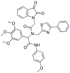 2-(2,3-DIOXOINDOLIN-1-YL)-N-(2-(4-METHOXYPHENYLAMINO)-2-OXO-1-(3,4,5-TRIMETHOXYPHENYL)ETHYL)-N-((4-PHENYLTHIAZOL-2-YL)METHYL)ACETAMIDE 结构式