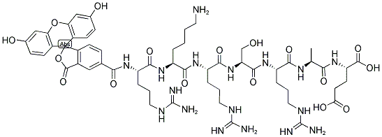 5-FAM-Arg-Lys-Arg-Ser-Arg-Ala-Glu-OH 结构式