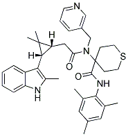 4-(2-((1R,3S)-2,2-DIMETHYL-3-(2-METHYL-1H-INDOL-3-YL)CYCLOPROPYL)-N-(PYRIDIN-3-YLMETHYL)ACETAMIDO)-N-MESITYL-TETRAHYDRO-2H-THIOPYRAN-4-CARBOXAMIDE 结构式