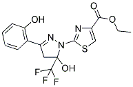 ETHYL 2-[5-HYDROXY-3-(2-HYDROXYPHENYL)-5-(TRIFLUOROMETHYL)-4,5-DIHYDRO-1H-PYRAZOL-1-YL]-1,3-THIAZOLE-4-CARBOXYLATE 结构式