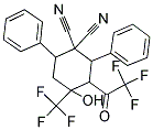 4-HYDROXY-2,6-DIPHENYL-3-(TRIFLUOROACETYL)-4-(TRIFLUOROMETHYL)CYCLOHEXANE-1,1-DICARBONITRILE 结构式