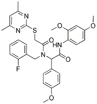 N-(2,4-DIMETHOXYPHENYL)-2-(2-(4,6-DIMETHYLPYRIMIDIN-2-YLTHIO)-N-(2-FLUOROBENZYL)ACETAMIDO)-2-(4-METHOXYPHENYL)ACETAMIDE 结构式