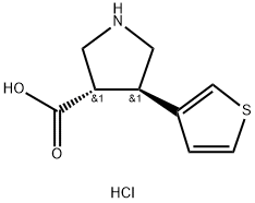 (TRANS)-4-(3-THIENYL)-PYRROLIDINE-3-CARBOXYLIC ACID-HCL 结构式