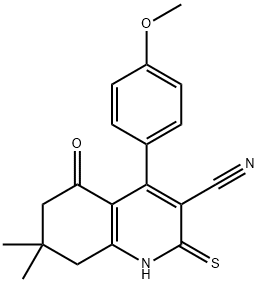 2-MERCAPTO-4-(4-METHOXYPHENYL)-7,7-DIMETHYL-5-OXO-5,6,7,8-TETRAHYDROQUINOLINE-3-CARBONITRILE 结构式