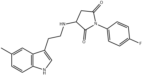 1-(4-FLUOROPHENYL)-3-{[2-(5-METHYL-1H-INDOL-3-YL)ETHYL]AMINO}PYRROLIDINE-2,5-DIONE 结构式