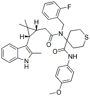 4-(2-((1R,3S)-2,2-DIMETHYL-3-(2-METHYL-1H-INDOL-3-YL)CYCLOPROPYL)-N-(2-FLUOROBENZYL)ACETAMIDO)-N-(4-METHOXYPHENYL)-TETRAHYDRO-2H-THIOPYRAN-4-CARBOXAMIDE 结构式