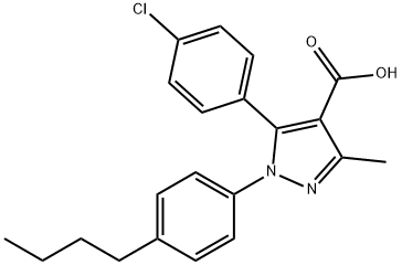 1-(4-Butyl-phenyl)-5-(4-chloro-phenyl)-3-methyl-1H-pyrazole-4-carboxylic acid 结构式