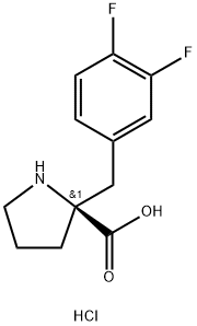 (S)-2-(3,4-二氟苄基)吡咯烷-2-羧酸盐酸盐 结构式