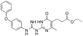 ETHYL 3-(4-METHYL-6-OXO-2-(3-(4-PHENOXYPHENYL)GUANIDINO)-1,6-DIHYDROPYRIMIDIN-5-YL)PROPANOATE 结构式