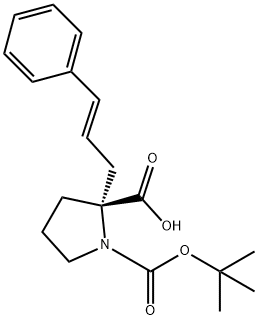 (R)-1-(叔丁氧基羰基)-2-肉桂基吡咯烷-2-羧酸 结构式