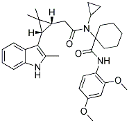 1-(N-CYCLOPROPYL-2-((1R,3S)-2,2-DIMETHYL-3-(2-METHYL-1H-INDOL-3-YL)CYCLOPROPYL)ACETAMIDO)-N-(2,4-DIMETHOXYPHENYL)CYCLOHEXANECARBOXAMIDE 结构式