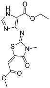 Ethyl 4-{[(2Z,5E)-5-(2-methoxy-2-oxoethylidene)-3-methyl-4-oxo-1,3-thiazolidin-2-ylidene]amino}-1H-imidazole-5-carboxylate 结构式
