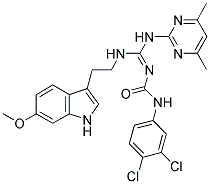 (E)-1-(3,4-DICHLOROPHENYL)-3-((4,6-DIMETHYLPYRIMIDIN-2-YLAMINO)(2-(6-METHOXY-1H-INDOL-3-YL)ETHYLAMINO)METHYLENE)UREA 结构式
