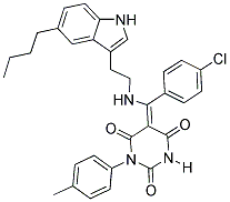 (Z)-5-((2-(5-BUTYL-1H-INDOL-3-YL)ETHYLAMINO)(4-CHLOROPHENYL)METHYLENE)-1-P-TOLYLPYRIMIDINE-2,4,6(1H,3H,5H)-TRIONE 结构式