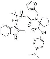 1-(2-((1R,3S)-2,2-DIMETHYL-3-(2-METHYL-1H-INDOL-3-YL)CYCLOPROPYL)-N-(FURAN-2-YLMETHYL)ACETAMIDO)-N-(4-(DIMETHYLAMINO)PHENYL)CYCLOPENTANECARBOXAMIDE 结构式