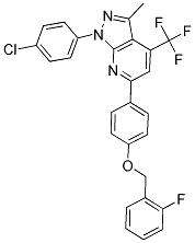 1-(4-CHLOROPHENYL)-6-(4-(2-FLUOROBENZYLOXY)PHENYL)-3-METHYL-4-(TRIFLUOROMETHYL)-1H-PYRAZOLO[3,4-B]PYRIDINE 结构式