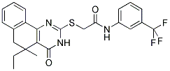 2-[(5-ETHYL-5-METHYL-4-OXO-3,4,5,6-TETRAHYDROBENZO[H]QUINAZOLIN-2-YL)SULFANYL]-N-[3-(TRIFLUOROMETHYL)PHENYL]ACETAMIDE 结构式