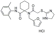 1-(2-(4,5-DIHYDRO-1H-IMIDAZOL-2-YLTHIO)-N-(FURAN-2-YLMETHYL)ACETAMIDO)-N-(2,6-DIMETHYLPHENYL)CYCLOHEXANECARBOXAMIDE HYDROCHLORIDE 结构式