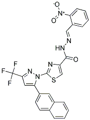 (E)-2-(5-(NAPHTHALEN-2-YL)-3-(TRIFLUOROMETHYL)-1H-PYRAZOL-1-YL)-N'-(2-NITROBENZYLIDENE)THIAZOLE-4-CARBOHYDRAZIDE 结构式