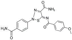 (5Z)-2-[4-(AMINOCARBONYL)PHENYL]-5-[(4-METHOXYBENZOYL)IMINO]-2,5-DIHYDRO-1,2,3-THIADIAZOLE-4-CARBOXAMIDE 结构式