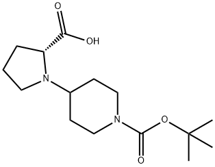 (R)-4-(2-CARBOXY-PYRROLIDIN-1-YL)-PIPERIDINE-1-CARBOXYLIC ACID TERT-BUTYL ESTER 结构式