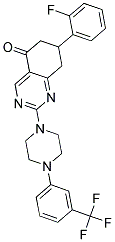 7-(2-FLUOROPHENYL)-2-{4-[3-(TRIFLUOROMETHYL)PHENYL]-1-PIPERAZINYL}-7,8-DIHYDRO-5(6H)-QUINAZOLINONE 结构式