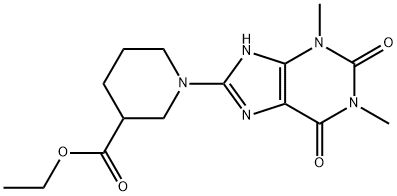 ETHYL 1-(1,3-DIMETHYL-2,6-DIOXO-2,3,6,7-TETRAHYDRO-1H-PURIN-8-YL)PIPERIDINE-3-CARBOXYLATE 结构式