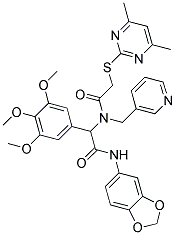 N-(BENZO[D][1,3]DIOXOL-5-YL)-2-(2-(4,6-DIMETHYLPYRIMIDIN-2-YLTHIO)-N-(PYRIDIN-3-YLMETHYL)ACETAMIDO)-2-(3,4,5-TRIMETHOXYPHENYL)ACETAMIDE 结构式