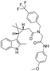 2-((1R,3S)-2,2-DIMETHYL-3-(2-METHYL-1H-INDOL-3-YL)CYCLOPROPYL)-N-(2-(4-METHOXYPHENYLAMINO)-2-OXOETHYL)-N-(4-(TRIFLUOROMETHYL)BENZYL)ACETAMIDE 结构式