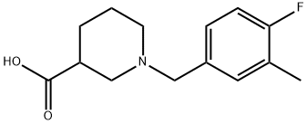 1-(4-FLUORO-3-METHYLBENZYL)PIPERIDINE-3-CARBOXYLIC ACID HYDROCHLORIDE 结构式