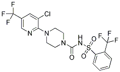 4-[3-CHLORO-5-(TRIFLUOROMETHYL)PYRIDIN-2-YL]-N-{[2-(TRIFLUOROMETHYL)PHENYL]SULFONYL}PIPERAZINE-1-CARBOXAMIDE 结构式