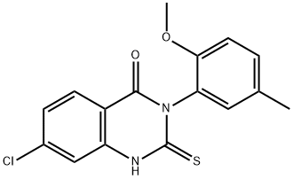 7-氯-3-(2-甲氧基-5-甲基苯基)-2-硫烷基-3,4-二氢喹唑啉-4-酮 结构式