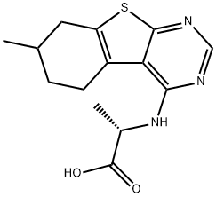 2-(7-METHYL-5,6,7,8-TETRAHYDRO-BENZO[4,5]THIENO-[2,3-D]PYRIMIDIN-4-YLAMINO)-PROPIONIC ACID 结构式