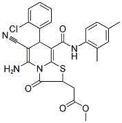 METHYL 2-(5-AMINO-7-(2-CHLOROPHENYL)-6-CYANO-8-(2,4-DIMETHYLPHENYLCARBAMOYL)-3-OXO-3,7-DIHYDRO-2H-THIAZOLO[3,2-A]PYRIDIN-2-YL)ACETATE 结构式
