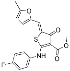 METHYL (5Z)-2-[(4-FLUOROPHENYL)AMINO]-5-[(5-METHYL-2-FURYL)METHYLENE]-4-OXO-4,5-DIHYDROTHIOPHENE-3-CARBOXYLATE 结构式