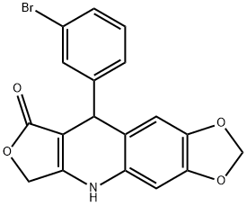9-(3-Bromophenyl)-6,9-dihydro[1,3]dioxolo[4,5-g]furo[3,4-b]quinolin-8(5H)-one 结构式