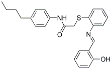 N-(4-BUTYLPHENYL)-2-[(2-([(E)-(2-HYDROXYPHENYL)METHYLIDENE]AMINO)PHENYL)SULFANYL]ACETAMIDE 结构式