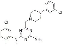 N2-(5-CHLORO-2-METHYLPHENYL)-6-((4-(3-CHLOROPHENYL)PIPERAZIN-1-YL)METHYL)-1,3,5-TRIAZINE-2,4-DIAMINE 结构式