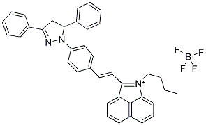 1-Butyl-2-((E)-2-[4-(3,5-diphenyl-4,5-dihydro-1H-pyrazol-1-yl)phenyl]ethenyl)benzo[cd]indolium tetrafluoroborate 结构式