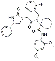 N-(2,4-DIMETHOXYPHENYL)-1-(N-(2-FLUOROBENZYL)-2-(4-PHENYL-2-THIOXOIMIDAZOLIDIN-1-YL)ACETAMIDO)CYCLOHEXANECARBOXAMIDE 结构式