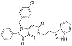 5-(2-(1H-INDOL-3-YL)ETHYL)-1-(4-CHLOROBENZYL)-4-METHYL-2-PHENYL-1,2-DIHYDRO-5H-PYRAZOLO[4,3-C]PYRIDINE-3,6-DIONE 结构式