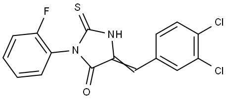 5-(3,4-二氯亚苄基)-3-(2-氟苯基)-2-硫代咪唑啉-4-酮 结构式