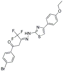 (3Z)-1-(4-BROMOPHENYL)-4,4,4-TRIFLUOROBUTANE-1,3-DIONE 3-{[4-(4-ETHOXYPHENYL)-1,3-THIAZOL-2-YL]HYDRAZONE} 结构式