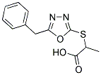 2-[(5-BENZYL-1,3,4-OXADIAZOL-2-YL)SULFANYL]PROPANOIC ACID 结构式